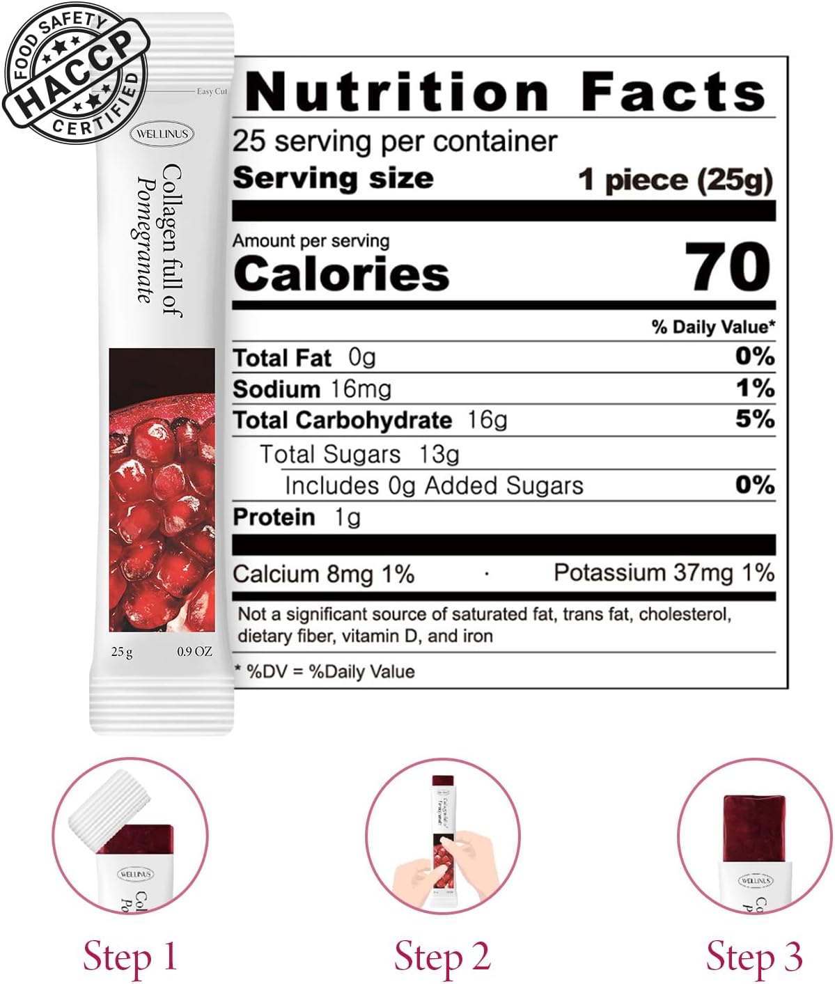 Korean Beauty Collagen, Jelly Stick, Marine Collagen, Fast Absorbing, Snack, Ultra-Low Weight Molecular Marine Collagen, HACCP Certified, 22.05 oz/Pack of 25