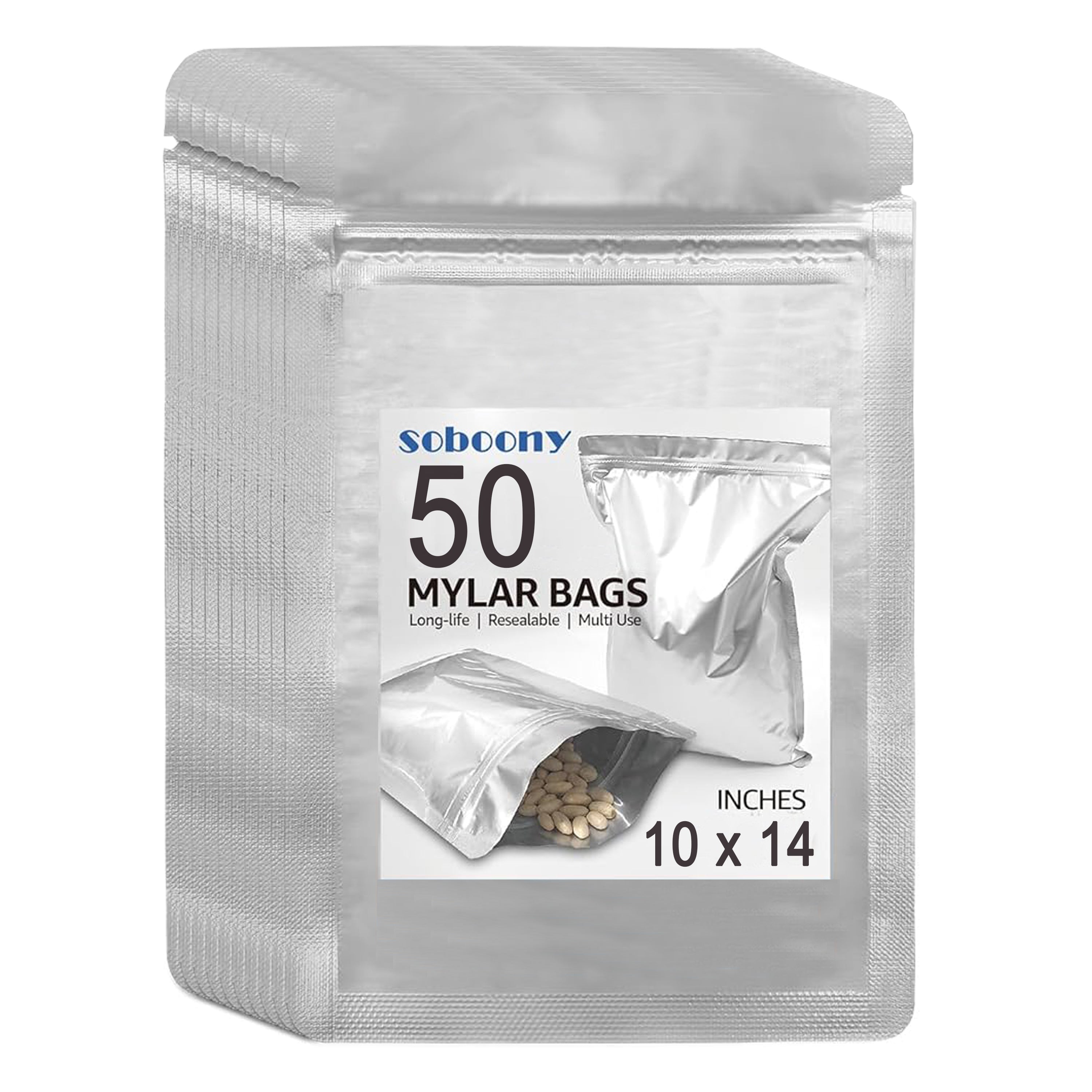 Mylar Bags for Food Storage with Resealable Zipper & Aluminum Foil Pouch