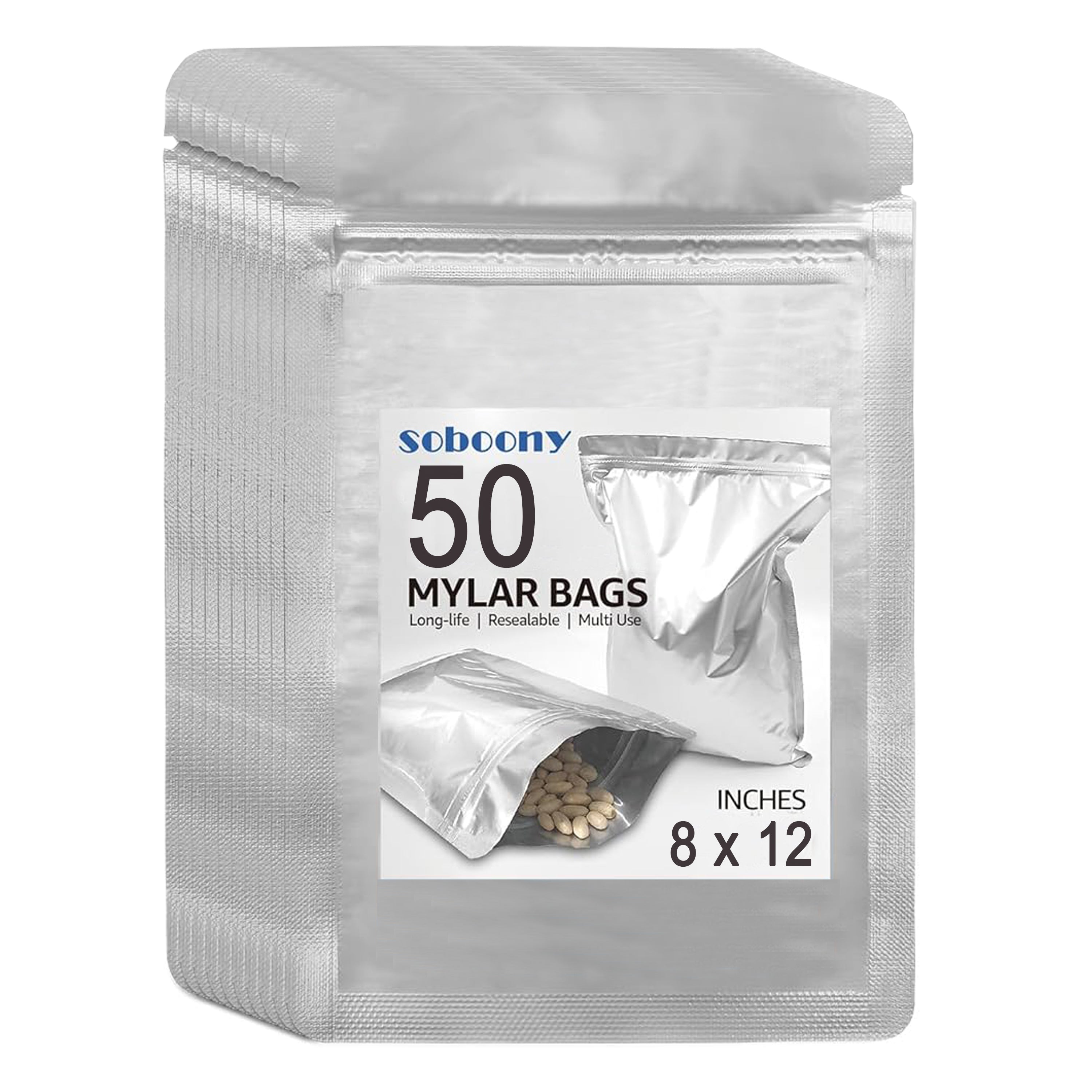 Mylar Bags for Food Storage with Resealable Zipper & Aluminum Foil Pouch