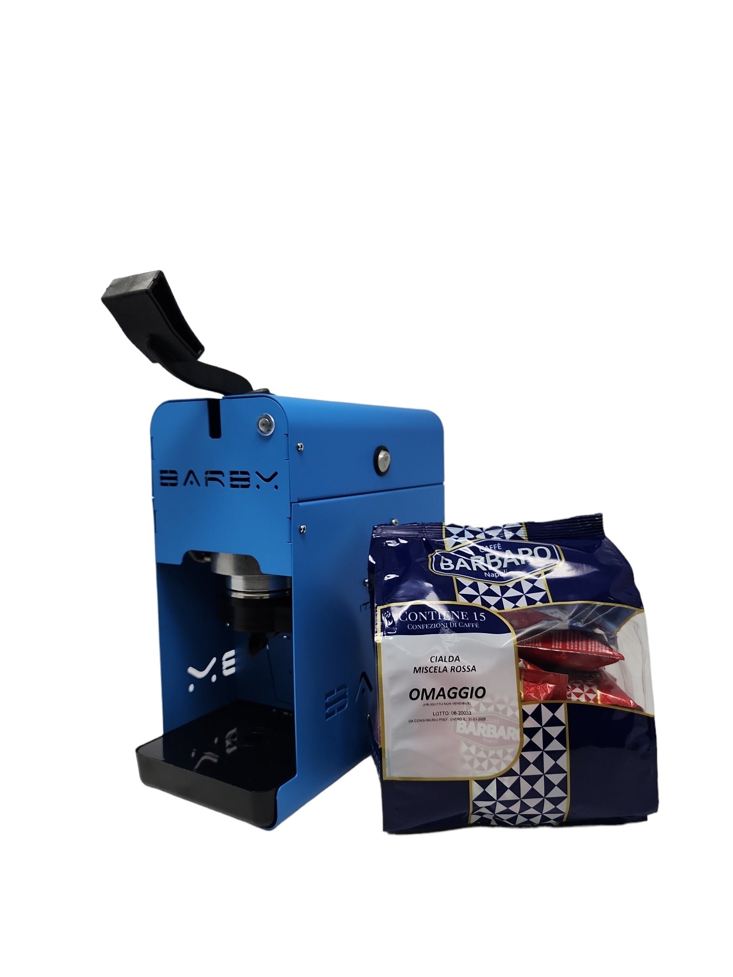 BARBY  Espresso Coffee ESE 44mm POD Machine Black Navy Blue White Creme Color- Made in Italy