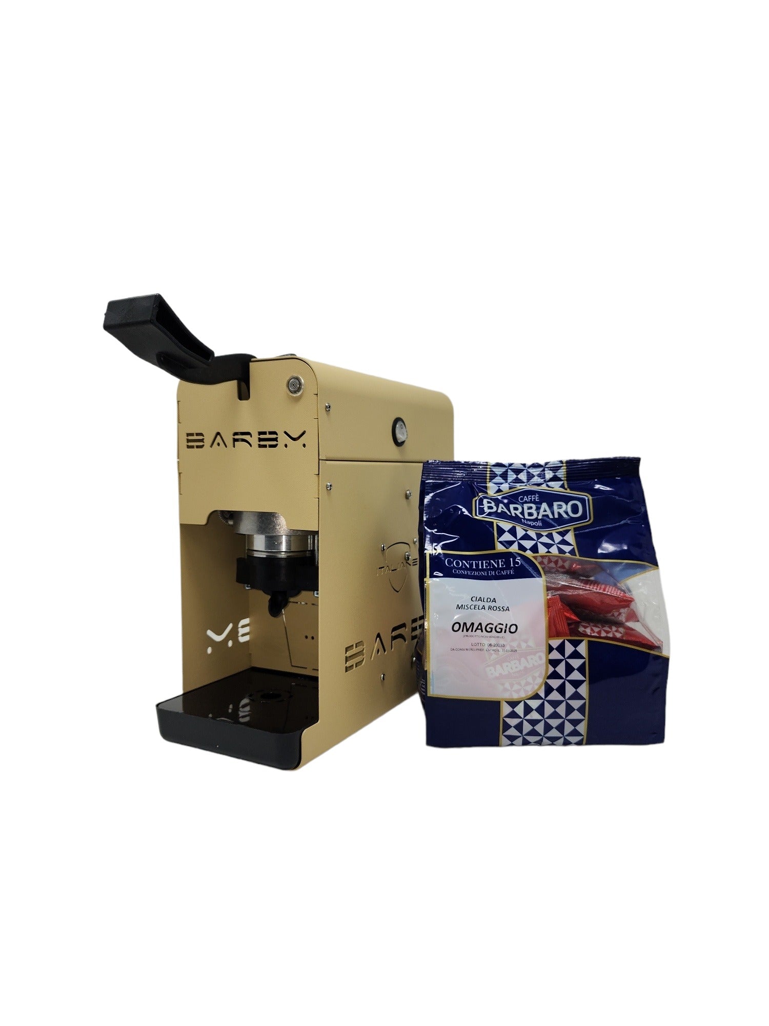 BARBY  Espresso Coffee ESE 44mm POD Machine Black Navy Blue White Creme Color- Made in Italy