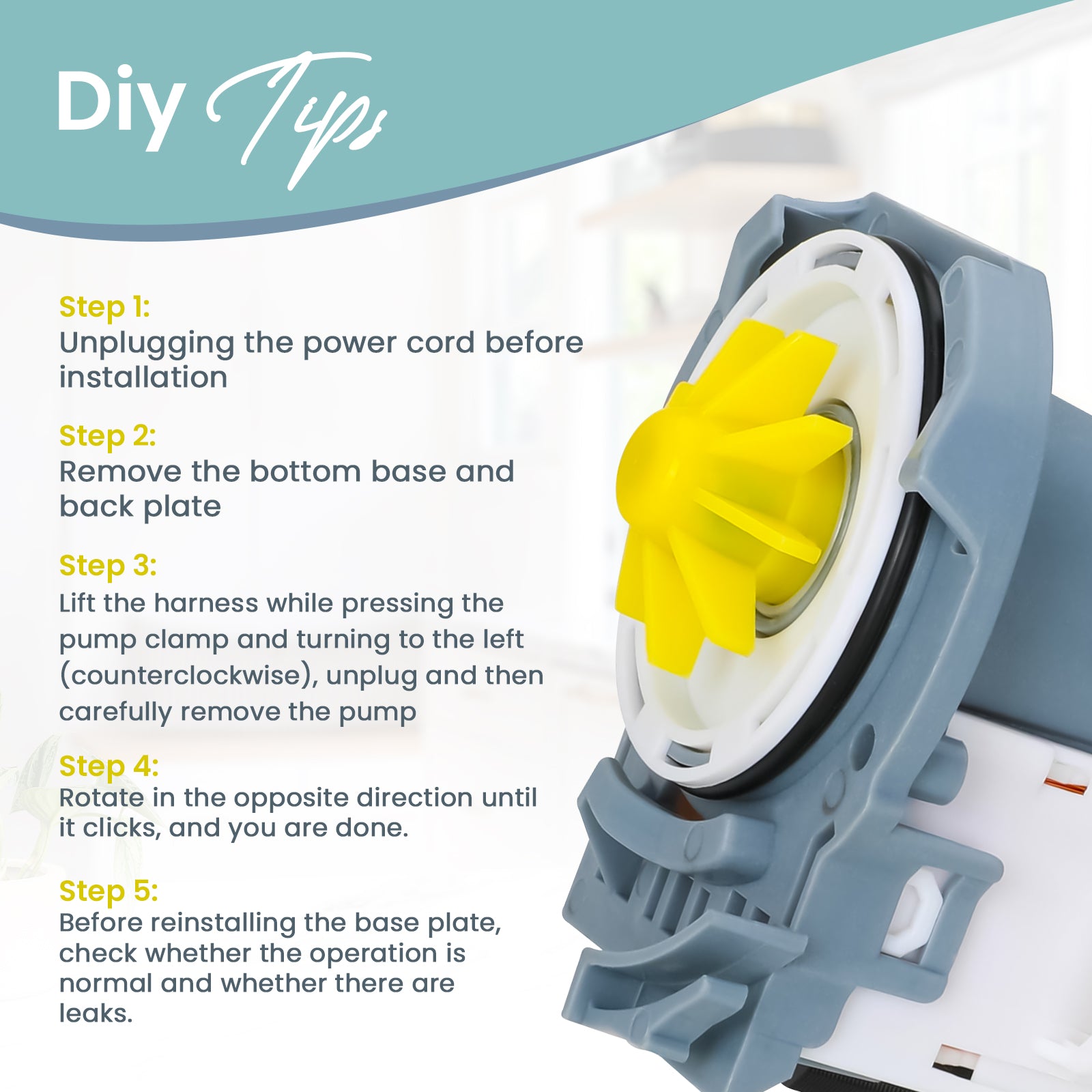 GARP W10724439, W10876537 Drain Pump for Dishwashers Compatible with GE and Whirlpool
