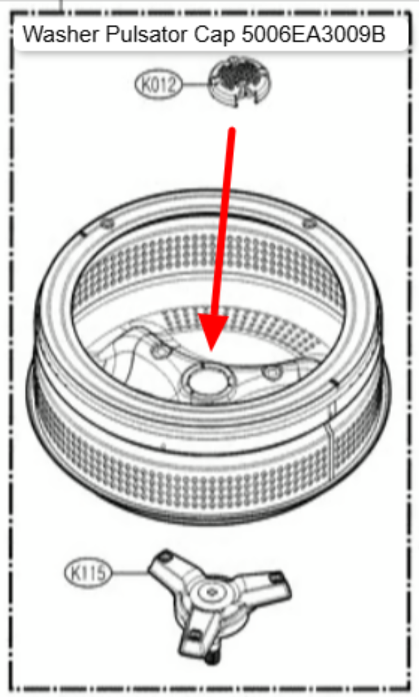 LG 5006EA3009B Genuine Washer Pulsator Cap for LG Kenmore models