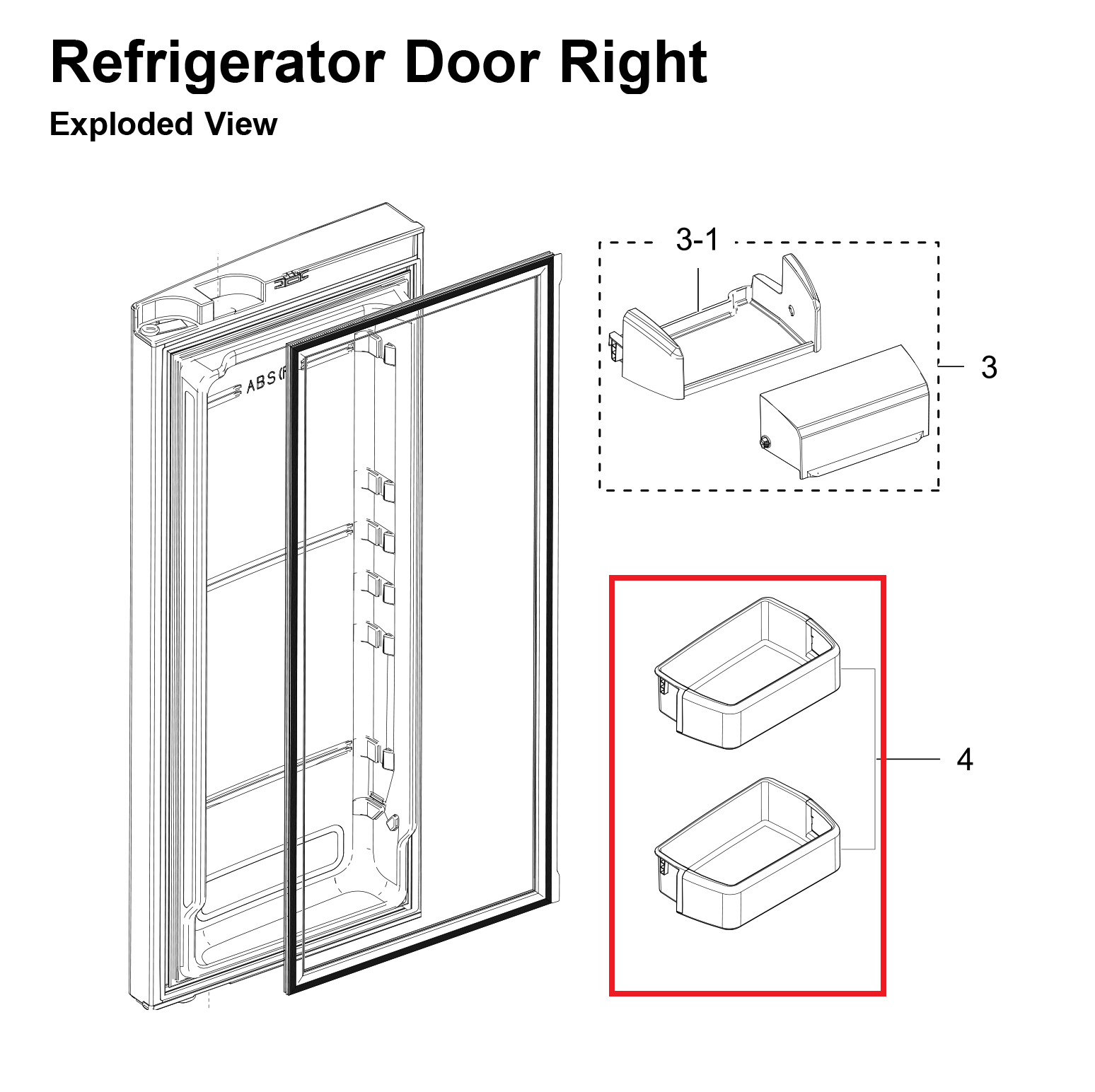 Samsung DA97-06419C Refrigerator Right Door Bin