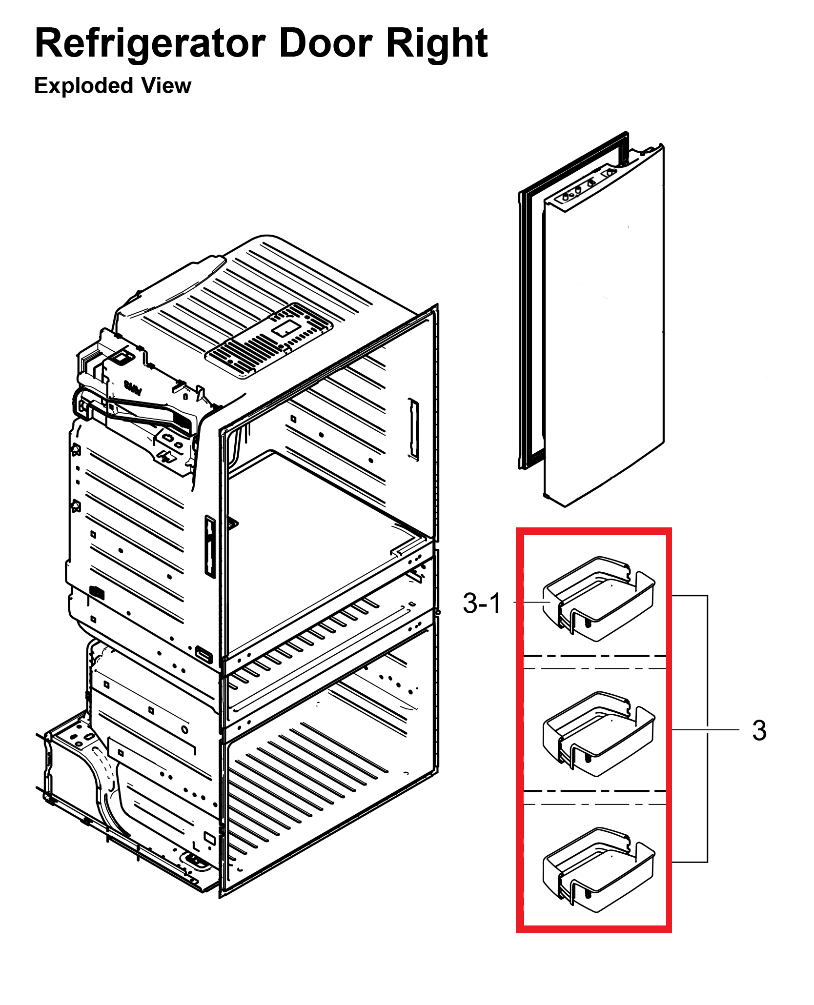 Samsung DA97-08406C Refrigerator Right Door Bin