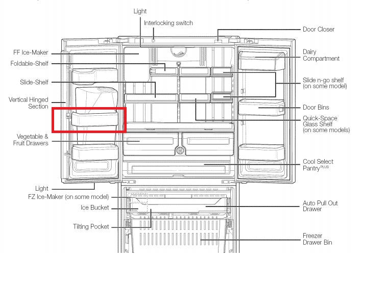 Samsung DA97-11478A Refrigerator Left  Door Middle Bin