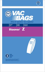 Hoover Compatible Style Z Power Drive, Dimension, Caddy Vac Uprights 3 Pack Bags 4010075Z