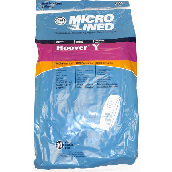 Hoover Compatible Style Y V2, WindTunnel & Tempo Uprights 10 Pack Bags 4010100Y