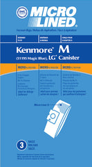 Kenmore Compatible Style M 51195 Magic Blue/LG Canister 3 Pack Bags 2050101000