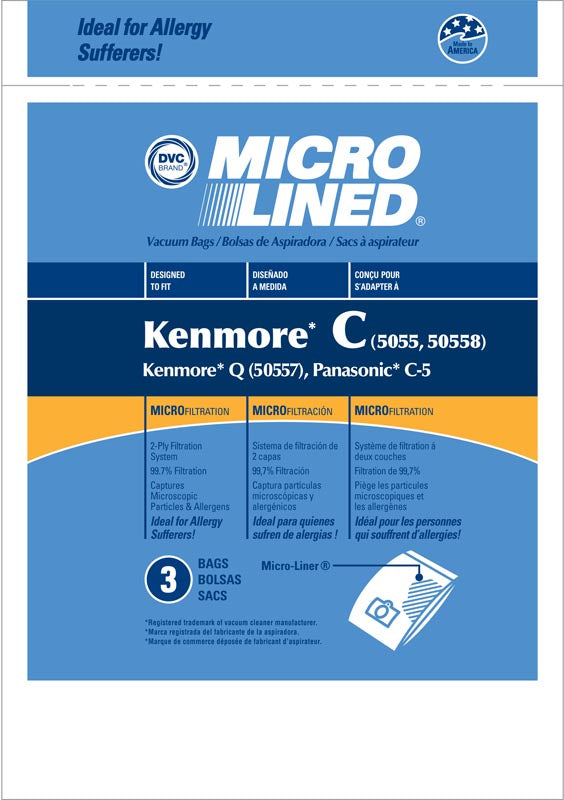 Kenmore Compatible Style C & Q 5055/50558, Type Q 50557 Panasonic C-5 3 Pack Bags KM48751-12