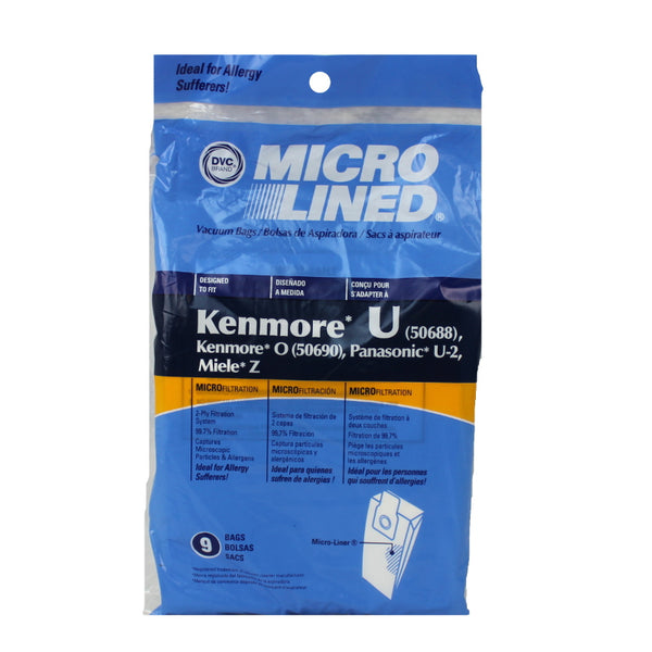Kenmore Compatible Style U 50688 Style O 50690 Panasonic U2 Miele Z Uprights 9 Pack Bags 2050105000
