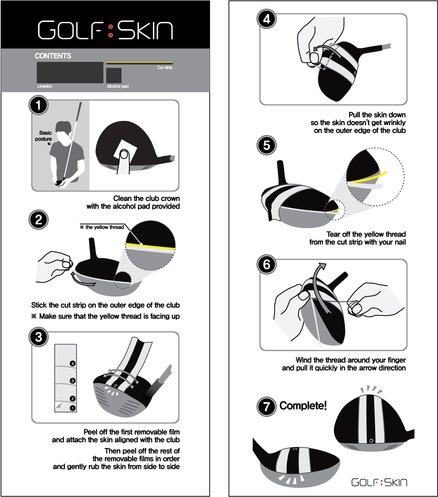 GolfSkin Line Skin L24 Golf Club Head Protection, Removable Without Any Residue, in Various Patterns and Colors Cover Films