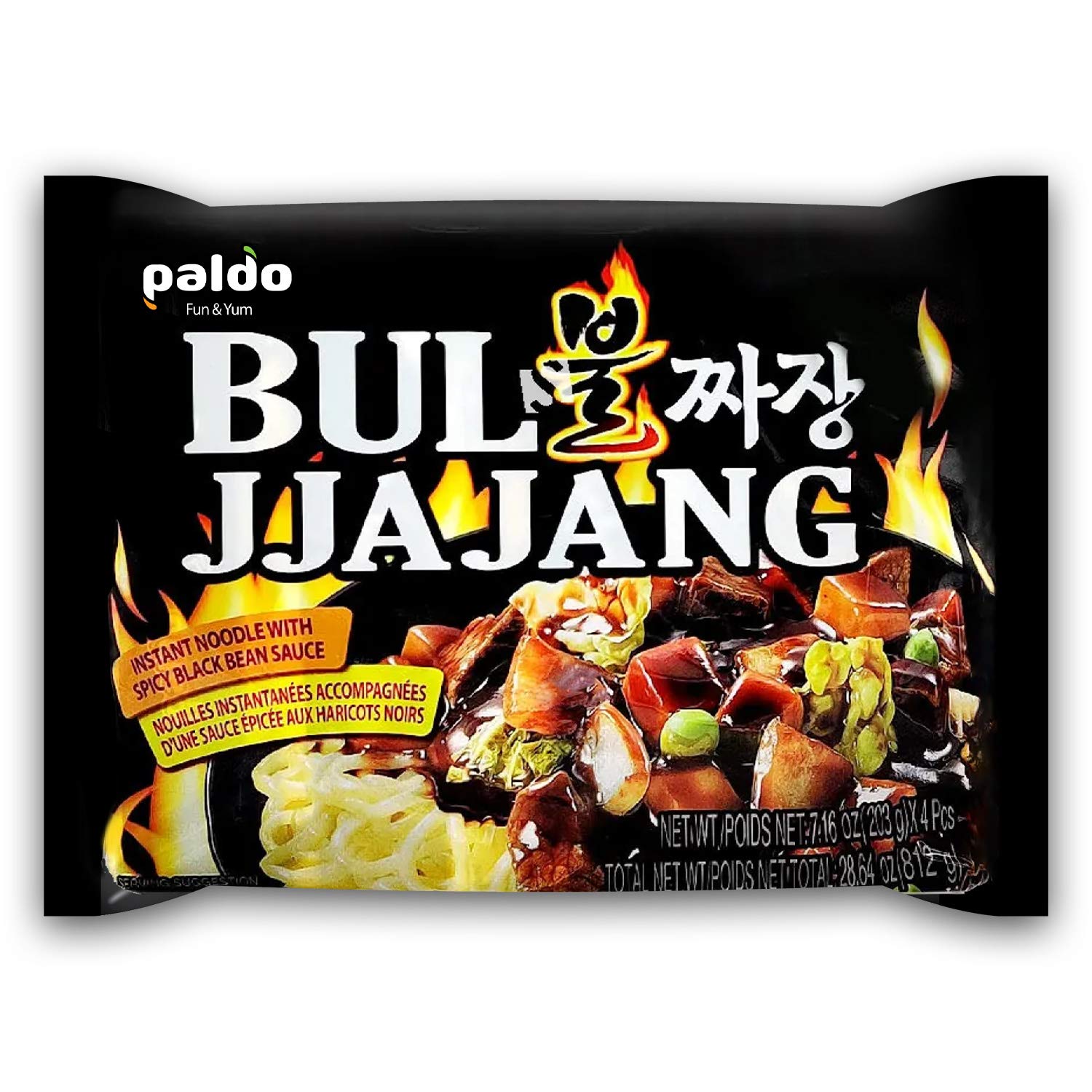 Paldo Fun & Yum Bul Jjajangmen Spicy Instant Noodles  Brothless Chajang Ramen with Savory & Sweet Black Bean Sauce, Best Oriental Style Korean Ramyun