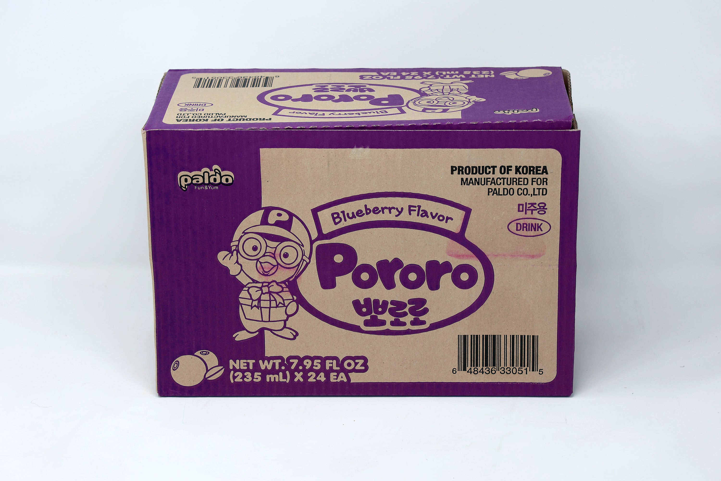Paldo Fun & Yum Pororo Drinks Blueberry Flavor Beverage 235ML
