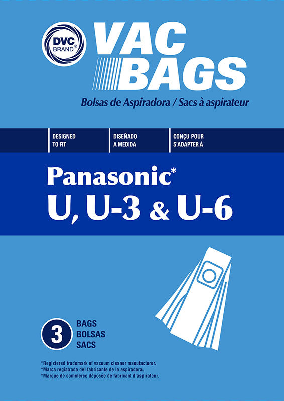 Panasonic Compatible Style U/U3/U6 Uprights 3 Pack Bags MC-115P