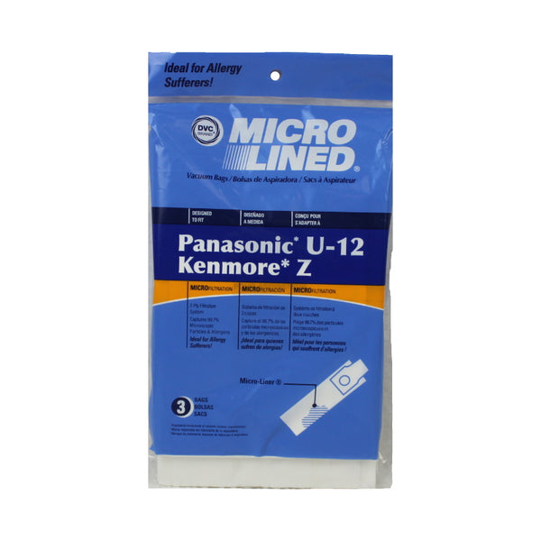 Panasonic Compatible Style U12 Kenmore Z Uprights 3 Pack Bags MC-155M