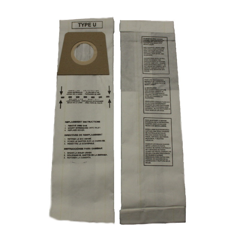 Royal / Dirt Devil Compatible Style U Ultra Dirt Devil Featherlite, Breeze, Ultra MVP, Magnum MVP Upright Bulk 100 Pack Bags