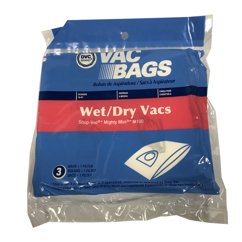 Shop Vac Compatible Mighty Mini 3 Pack Bags 9066100