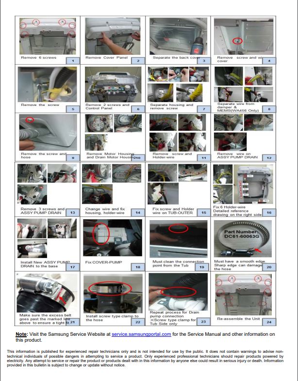 Samsung DC98-01877B Washer Drain Pump Service Kit