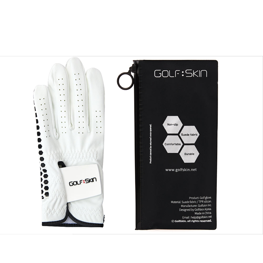 GolfSkin Men Black Golf Glove- Left Hand Golf Glove for Men-All Weather Grip