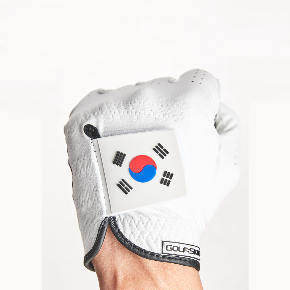 GolfSkin Korean Flag Design- Left Hand Golf Glove unique Designs for All Weather Grip
