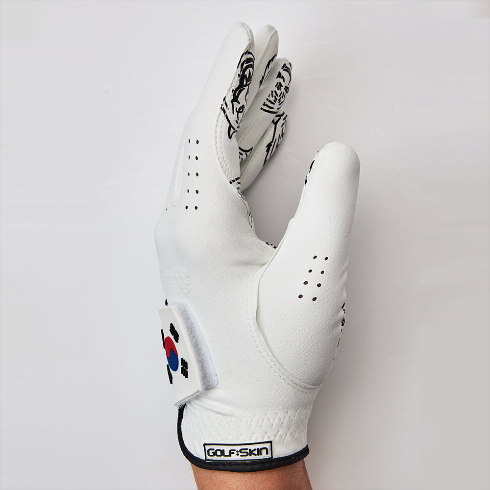GolfSkin Korean Flag Design- Left Hand Golf Glove unique Designs for All Weather Grip