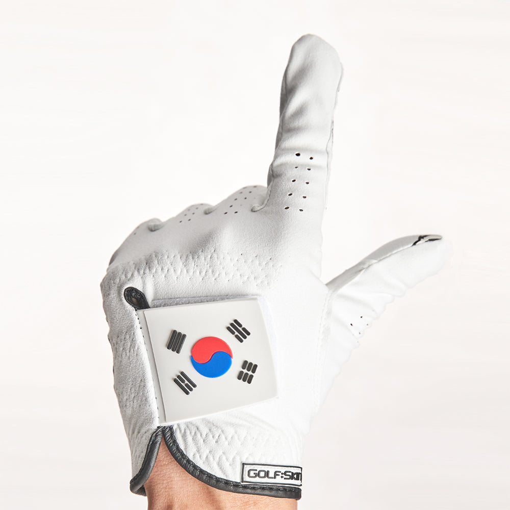 GolfSkin Korean Flag Design- Left Hand Golf Glove unique Designs for All Weather Grip