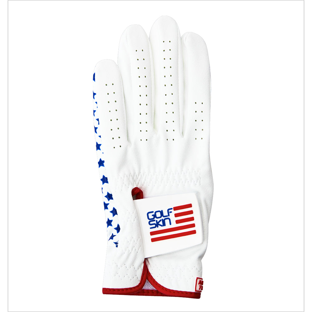 GolfSkin Golf Gloves USA Flag, Star Silicon Coated Design Gloves-All Weather Grip