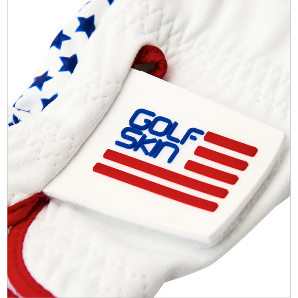 GolfSkin Golf Gloves USA Flag, Star Silicon Coated Design Gloves-All Weather Grip