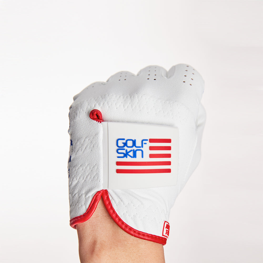 GolfSkin Golf Gloves USA Flag, Star Silicon Coated Design Gloves-All Weather Grip