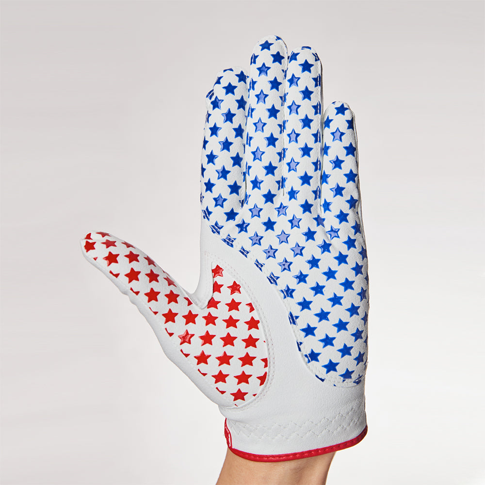 GolfSkin Golf Gloves USA Flag, Star Silicon Coated Design Gloves-All Weather Grip