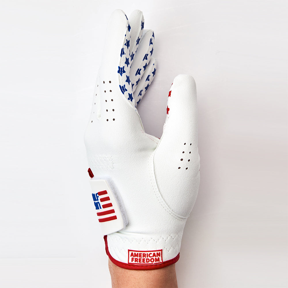 GolfSkin Golf Gloves USA Flag, Star Silicon Coated Design Gloves-All Weather Grip