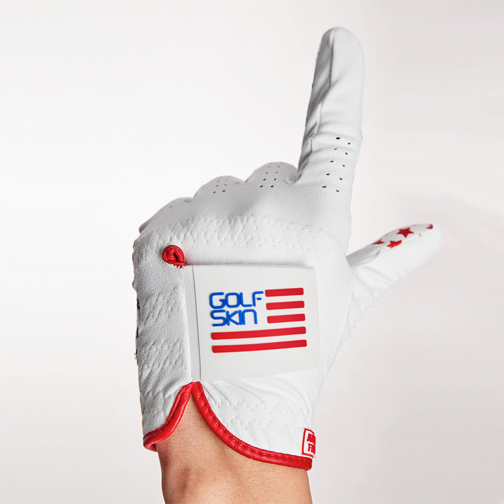 GolfSkin Golf Gloves USA Flag, Star Silicon Coated Design Gloves-All Weather Grip
