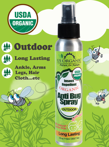 US Organic Organic Mosquito Repellent Anti Bug Outdoor Pump Sprays, 4 Ounces, Certified Organic, Proven Results by lab Testing, deet-Free